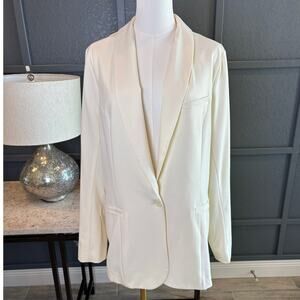 GUESS Women's Cream Delisa Boyfriend Oversized Casual Career Weekend Blazer XL